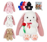 FAHOXUMR Coniglietto di Peluche Personalizzato, Personalized Stuffed Bunny Plush con Foto Testo come Regalo Personalizzato Coniglio Peluche per Bambini Adulti Primo Regalo di Pasqua, 30 cm