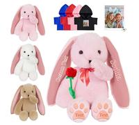 FAHOXUMR Coniglietto di Peluche Personalizzato, Personalized Stuffed Bunny Plush con Foto Testo come Regalo Personalizzato Coniglio Peluche per Bambini Adulti Primo Regalo di Pasqua, 30 cm