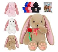 FAHOXUMR Coniglietto di Peluche Personalizzato, Personalized Stuffed Bunny Plush con Foto Testo come Regalo Personalizzato Coniglio Peluche per Bambini Adulti Primo Regalo di Pasqua, 30 cm