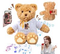 FAHOXUMR Orsacchiotto di peluche personalizzato con registratore vocale per lei, regalo personalizzato con testo+foto come per San Valentino, Natale, compleanno (28 cm, testo+foto)