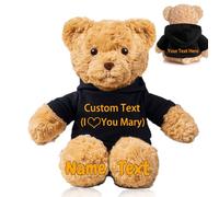 FAHOXUMR Orsacchiotto Personalizzato con Nome Foto, Orsetto di Peluche come Regali Personalizzati per lui Natale Regali Compleanno Regali San Valentino Regali Anniversario (26 cm)