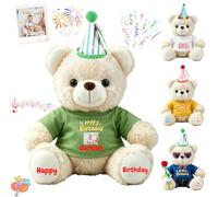 FAHOXUMR Orso Di Compleanno Personalizzato Con Cappello E Indumenti, Peluche Morbida Da 20 cm Con Foto E Nome Per Compleanni Di Bambini Ed Adulti