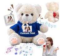 FAHOXUMR Orso di Peluche Personalizzato con Nome Foto Personalizzato, Orsacchiotto Peluche come Regalo Personalizzato per Donne Uomini a San Valentino, Regali Anniversario, Regali di Natale (20 cm)