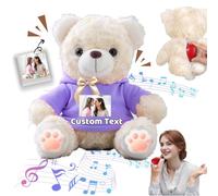 FAHOXUMR Orso di Peluche Personalizzato con Nome Foto Personalizzato, Orsacchiotto Peluche come Regalo Personalizzato per Donne Uomini a San Valentino, Regali Anniversario, Regali di Natale (20 cm)