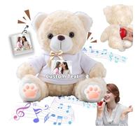 FAHOXUMR Orso di Peluche Personalizzato con Nome Foto Personalizzato, Orsacchiotto Peluche come Regalo Personalizzato per Donne Uomini a San Valentino, Regali Anniversario, Regali di Natale (20 cm)