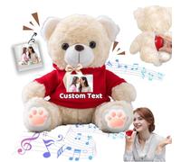 FAHOXUMR Orso di Peluche Personalizzato con Nome Foto Personalizzato, Orsacchiotto Peluche come Regalo Personalizzato per Donne Uomini a San Valentino, Regali Anniversario, Regali di Natale (25 cm)