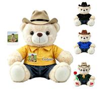 FAHOXUMR Orso Peluche Personalizzato Con Abiti, Pantaloni E Cappello Per Bambini E Adulti, Orso Bianco Accogliente Da 20 cm Con Foto E Nome Su Misura Per San Valentino Natale Anniversario