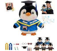 FAHOXUMR Pinguino Di Laurea Personalizzato Per Bambini E Adulti Per La Laurea E Il Compleanno, Graduation Penguin Plush Peluche Su Misura Con Foto E Testo Per Tutte Le Scuole