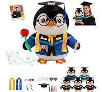 FAHOXUMR Pinguino Di Laurea Personalizzato Per Bambini E Adulti Per La Laurea E Il Compleanno, Graduation Penguin Plush Peluche Su Misura Con Foto E Testo Per Tutte Le Scuole