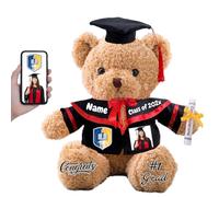 FAHOXUMR Regalo Laurea per lei Orsacchiotto Personalizzato con Nome Foto, Orsetto di Peluche con Cappello Laurea come Regali Personalizzati per lui Regalo Laurea per lei (40 cm)