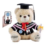 FAHOXUMR Regalo Laurea per lei Orsacchiotto Personalizzato con Nome Foto, Orsetto di Peluche con Cappello Laurea come Regali Personalizzati per lui Regalo Laurea per lei (20 cm)
