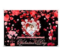 FAHOXUMR Sfondo San Valentino Personalizzato Con Testo E Foto, Happy Valentines Day Banner Stendardo Valentine Personalizzato Come Regalo Per Lei Lui E Decorazione, 120x180cm