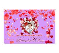 FAHOXUMR Sfondo San Valentino Personalizzato Con Testo E Foto, Happy Valentines Day Banner Stendardo Valentine Personalizzato Come Regalo Per Lei Lui E Decorazione, 120x180cm