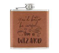 Fai Attenzione, Sono Un Mago 6oz In Pelle PU Tan Divertente Magico