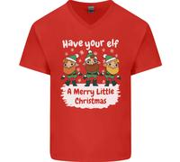 Fai Avere Al Tuo Elfo Un Felice Piccolo Natale Maglietta In Cotone A V