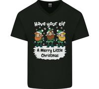 Fai Avere Al Tuo Elfo Un Felice Piccolo Natale Maglietta In Cotone A V