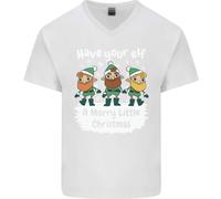 Fai Avere Al Tuo Elfo Un Felice Piccolo Natale Maglietta In Cotone A V