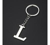 Fai da Te AZ Lettere Portachiavi Auto Uomo Portachiavi in Metallo Anello Donna Portachiavi Auto Semplice Colore Argento Lettera Nome Portachiavi Regalo del Partito-L
