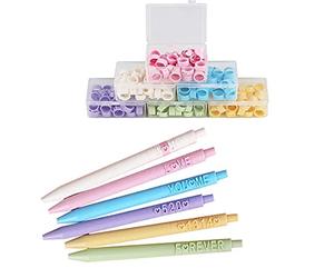 Fai da te Creative Letter Pen Set con numeri inglesi, Macaron, 6 colori, penne carine Kawaii, penne divertenti, penne a sfera a scomparsa, 0,5 mm, inchiostro nero