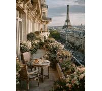 Fai Da Te Dipingere con i Numeri Adulti Torre Eiffel, Vista Stradale Paint by Numbers con Pennelli e Vernice Acrilica, Disegni da Colorare per Adulti, Hobby Creativi, Regalo Decorazioni 40x50cm 4-7549