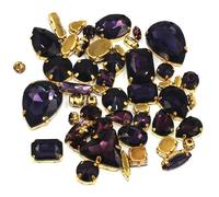 Fai da te fatto a mano all'ingrosso 50 pezzi/borsa mix di pietre cristallo forma in oro con incastonatura a griffe in vetro strass cucire su borse/scarpe/vestiti(Deep Purple)