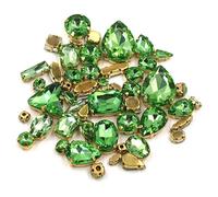 Fai da te fatto a mano all'ingrosso 50 pezzi/borsa mix di pietre cristallo forma in oro con incastonatura a griffe in vetro strass cucire su borse/scarpe/vestiti(Light Green)