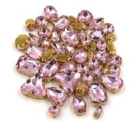 Fai da te fatto a mano all'ingrosso 50 pezzi/borsa mix di pietre cristallo forma in oro con incastonatura a griffe in vetro strass cucire su borse/scarpe/vestiti(Pink)