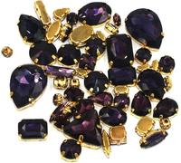 Fai da te fatto a mano all'ingrosso 50 pezzi/borsa mix di pietre di cristallo di forma in oro con incastonatura a griffe in vetro strass da cucire su borse/scarpe/vestiti(Deep Purple)