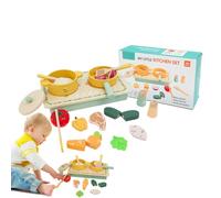 Fai finta il set di cucina da cucina, fai finta set di cucina per bambini,Set da cucina per bambini - Pentole in legno che migliorano le capacità motorie, ottima per ragazzi, abilità pratiche delle ra