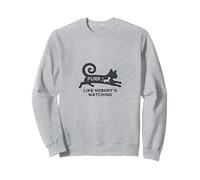 Fai Le fusa Come se Nessuno guardasse - Amante dei Gatti stravaganti Felpa, Unisex per Adulti, Grigio Melange, XL