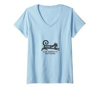 Fai Le fusa Come se Nessuno guardasse - Amante dei Gatti stravaganti Maglietta con Collo a V, Donna, Celeste, XXL