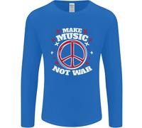 Fai Musica Non Guerra Pace Hippy Rock Anti-Guerra Uomo Manica Lunga T-Shirt