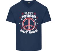 Fai Musica Non Guerra Pace Hippy Rock Anti-Guerra Uomo V-Neck Cotone T-Shirt