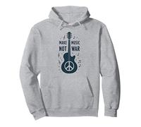 Fai Musica Non Guerra: Peace Guitar Protest Felpa con Cappuccio, Unisex per Adulti, Grigio Melange, S