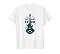 Fai Musica Non Guerra: Peace Guitar Protest Maglietta, Uomo, Bianco, M