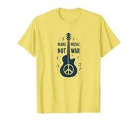 Fai Musica Non Guerra: Peace Guitar Protest Maglietta, Uomo, Limone, 3XL
