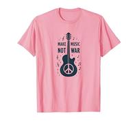 Fai Musica Non Guerra: Peace Guitar Protest Maglietta, Uomo, Rosa, 3XL