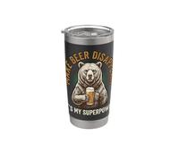 Fai sparire la birra è il mio superpotere, divertente grafica a forma di orso Bicchiere termico in acciaio inox doppia parete