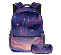 Fai una dichiarazione a scuola, set di 2 zaini per bambini per ragazzi, ragazze e adolescenti, cielo stellato rosa, Multicolore, B:29.4x20x40cm P:19x7.5x3.8cm, Zaino daypack
