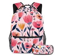 Fai una dichiarazione a scuola, set di 2 zaini per bambini per ragazzi, ragazze e adolescenti, fiori rosa, Multicolore, B:29.4x20x40cm P:19x7.5x3.8cm, Zaini Daypack