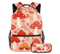 Fai una dichiarazione a scuola, set di 2 zaini per bambini per ragazzi, ragazze e adolescenti, motivo fungo rosso, Multicolore, B:29.4x20x40cm P:19x7.5x3.8cm, Zaini Daypack