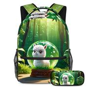 Fai una dichiarazione con il nostro set di 2 zainetti da scuola, zaino e astuccio di grande capacità, su misura per ragazzi, ragazze e adolescenti, sfera di cristallo di alpaca, Multicolore#03,