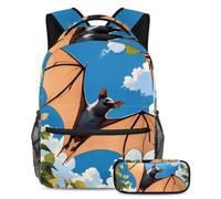 Fai una dichiarazione con il nostro set di 2 zaini da scuola, zaino e astuccio di grande capacità, su misura per ragazzi, ragazze e adolescenti, grazioso pipistrello, Multicolore, B：29.4x20x40cm\