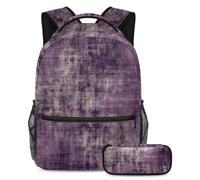 Fai una dichiarazione con il nostro zaino e astuccio, perfetto per bambini e ragazzi, motivo viola vintage screziato, Multicolore#08, B：29.4x20x40cm P：19x7.5x3.8cm, Zaini Daypack