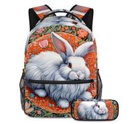 Fai una dichiarazione con questo set di 2 zaini alla moda per ragazzi ragazze adolescenti, disegno a colori coniglio, Multicolore#01, B:29.4x20x40cm P:19x7.5x3.8cm, Zaini Daypack