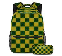 Fai una dichiarazione con questo set di 2 zaini alla moda per ragazzi ragazze adolescenti, motivo a scacchiera bianca e nera, Multicolore#02, B:29.4x20x40cm P:19x7.5x3.8cm, Zaino daypack