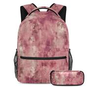 Fai una dichiarazione con questo set di 2 zaini alla moda per ragazzi ragazze adolescenti, motivo vintage screziato rosa, Multicolore#03, B：29.4x20x40cm P：19x7.5x3.8cm, Zaini Daypack