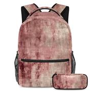 Fai una dichiarazione con questo set di 2 zaini alla moda per ragazzi ragazze adolescenti, motivo vintage screziato rosa, Multicolore#01, B：29.4x20x40cm P：19x7.5x3.8cm, Zaino daypack