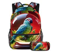 Fai una dichiarazione con questo set di 2 zaini alla moda per ragazzi ragazze adolescenti, palla di cristallo di volpe, Multicolore#04, B：29.4x20x40cm P：19x7.5x3.8cm, Zaini Daypack
