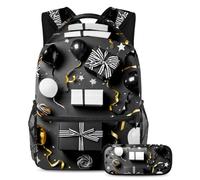 Fai una dichiarazione con questo set di 2 zaini alla moda per ragazzi ragazze adolescenti, regalo bianco e nero, Multicolore#01, B：29.4x20x40cm P：19x7.5x3.8cm, Zaino daypack